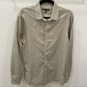 John Varvatos Mens Pearl Button Down Dress Shirt Sz 15 1/2 39 L Beige.